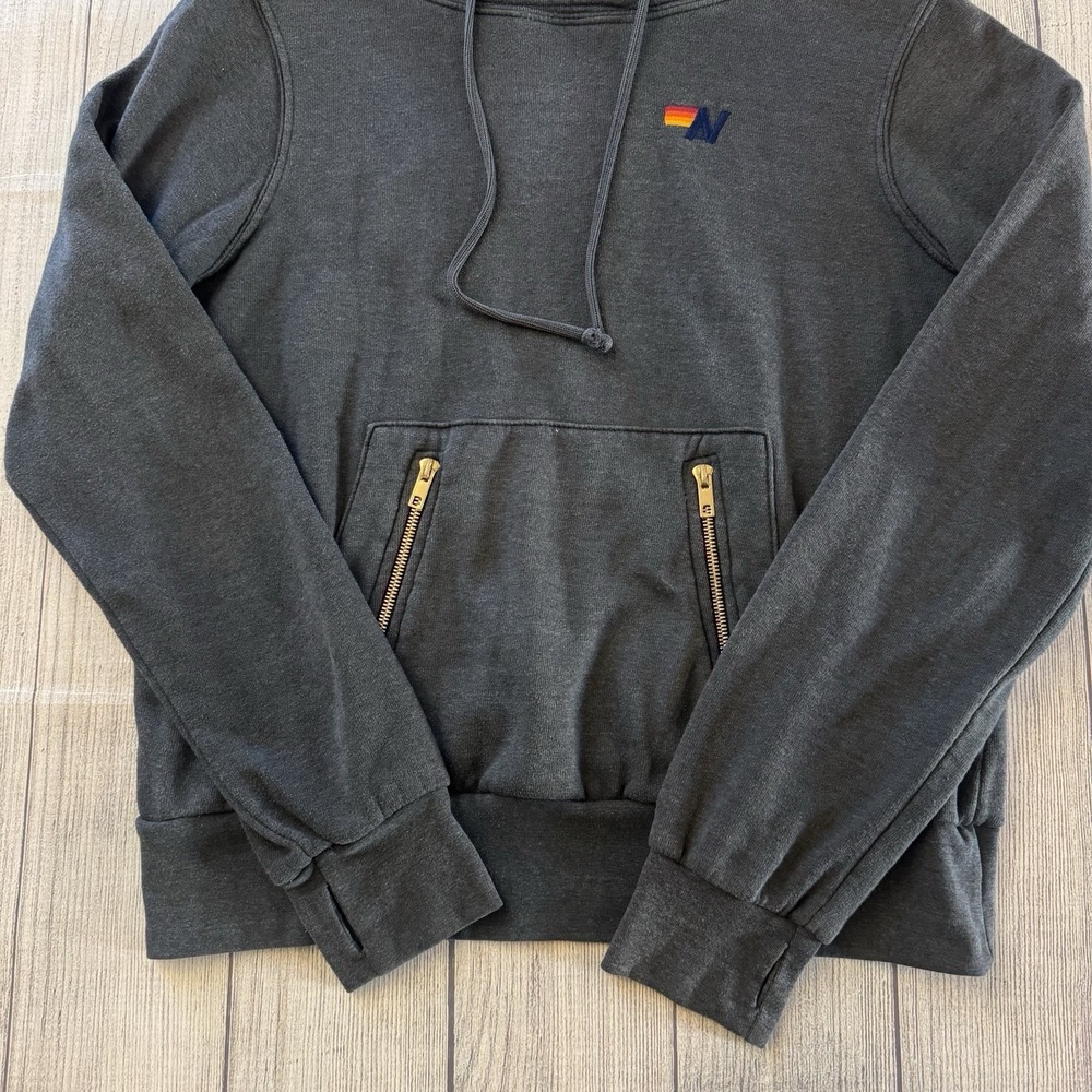 Aviator Nation Preppy Embroidered Funnel Neck Ninja Hoodie Women's Small - Picture 3 of 8